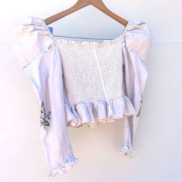 Vintage Obchoei Cropped Prairie Puff Shoulder Cottagecore Unique Top Shirt XS - Picture 3 of 12